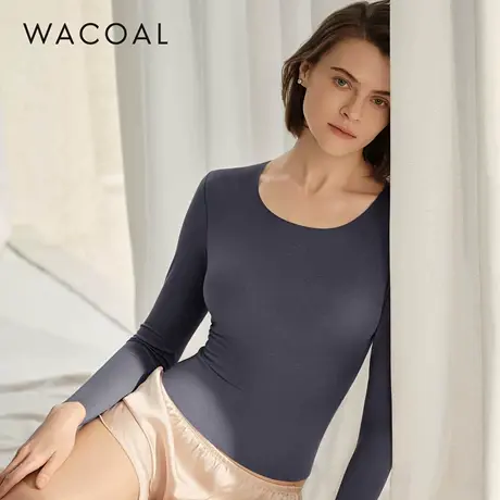 华歌尔Wacoal 薄款含桑蚕丝莫代尔打底长袖保暖上衣女WV62A5商品大图