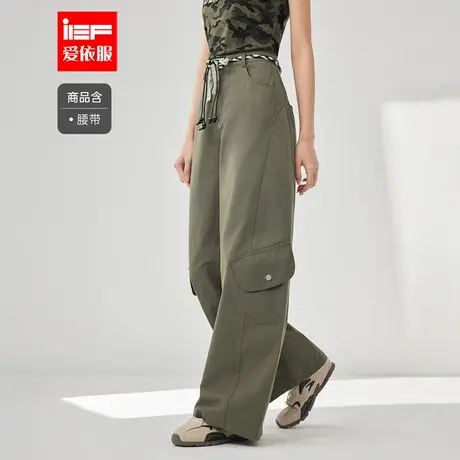 IEF/爱依服裤子2025夏季新款韩版时尚休闲工装风宽松百搭阔腿裤图片