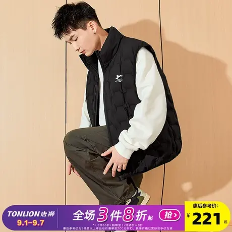 唐狮2024秋冬新款男羽绒背心男宽松立领拉链短款加厚马甲显瘦潮流图片
