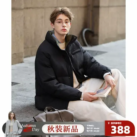唐狮2025冬季短款羽绒服男款立领黑色鸭绒羽绒外套休闲风百搭潮流商品大图