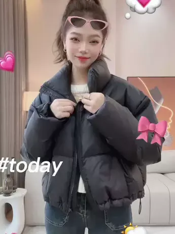 韩版短款羽绒服女2023年秋冬季新款小个子收腰显瘦加厚面包服外套图片