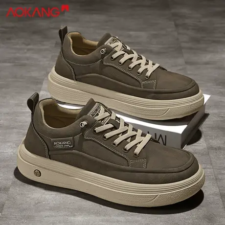 奥康正品休闲板鞋男厚底低帮鞋舒适增高男鞋运动一脚蹬轻便潮百搭商品大图