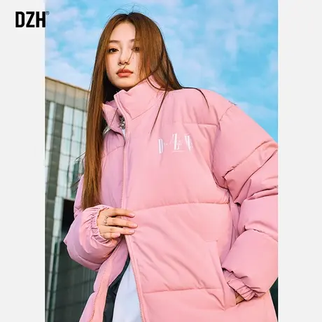 情侣粉色棉衣外套男冬季加厚潮高级感立领棉服男款休闲棉袄情侣装商品大图