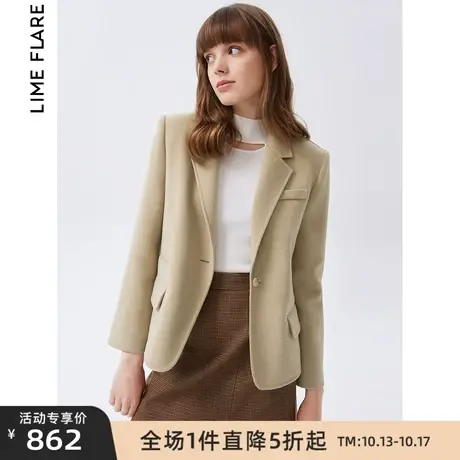 朗姿莱茵秋冬新款气质西装毛呢外套高级感小众羊毛双面呢外套图片