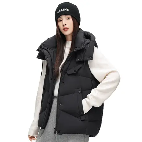 冰洁秋冬新款女士时尚简约休闲百搭连帽宽松外穿羽绒马甲背心KL商品大图