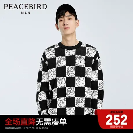 太平鸟男装  2022秋冬棋盘格针织毛衫B1EBC1342图片