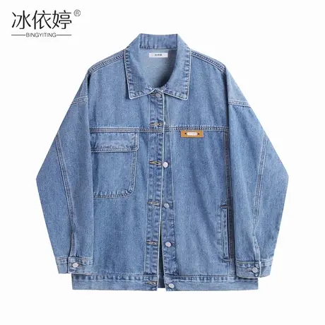 秋装设计感小众牛仔外套女宽松bf风复古百搭大码夹克ins潮牌上衣商品大图