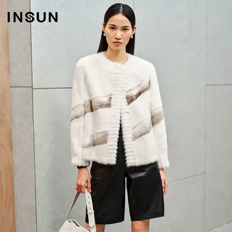 INSUN恩裳线上专选冬季水貂皮草外套貂皮大衣图片