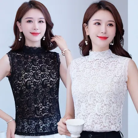 蕾丝防走光内搭上衣配裙子毛衣衬衫假领子女百搭半高领无袖小衫商品大图