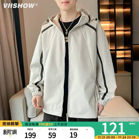 VIISHOW高级感冲锋夹克春秋季2023外套男防风连帽美式宽松爬山外商品大图