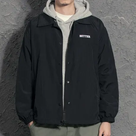 男士外套春秋款日系潮牌工装教练翻领夹克宽松百搭休闲上衣ins潮图片