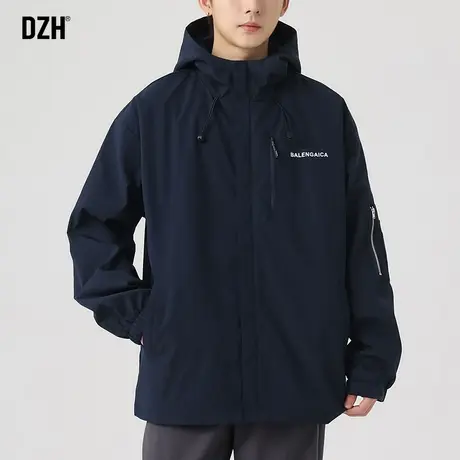 男士冲锋衣男款美式连帽工装夹克男秋季情侣装机能风外套2023新款商品大图