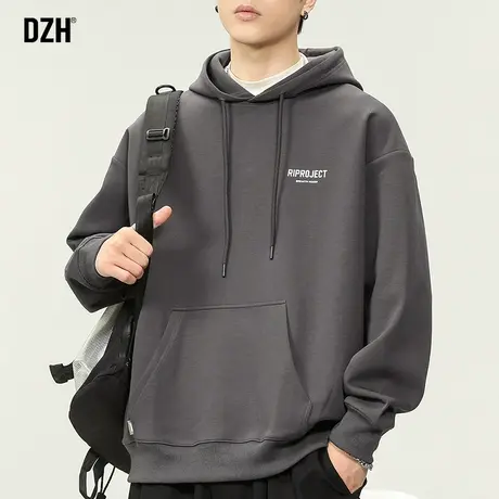 男士灰色重磅卫衣男秋季连帽2023新款长袖打底衫美式复古上衣外套商品大图