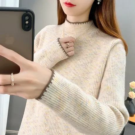 毛衣女款2023新款秋冬内搭外穿雅致加厚针织上衣半高领内搭打底衫图片