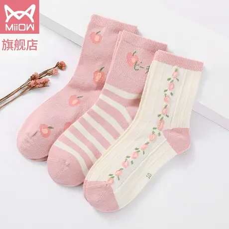 猫人精梳棉袜子女中筒袜吸汗春秋季运动透气日系女士潮ins长筒袜图片