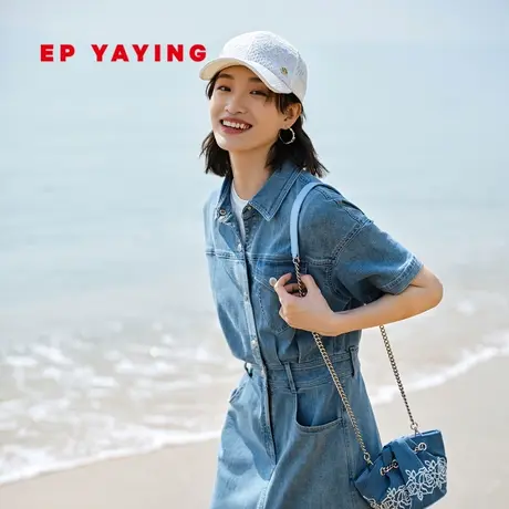 EP YAYING雅莹女装 活力减龄收腰牛仔连衣裙 2023夏装新款J402A图片