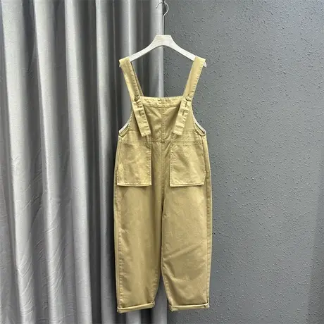 韩版立体口袋设计感牛仔背带裤女2024春季新款高腰宽松显瘦连体裤图片