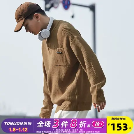 唐狮2024春秋男士毛衣新款半开胸系扣商务休闲斯文男装毛衫百搭潮商品大图