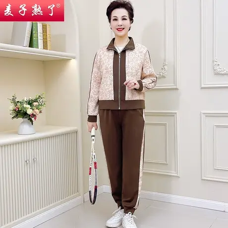 中年妈妈春装运动套装2023休闲两件套中老年运动服女秋冬洋气上衣商品大图