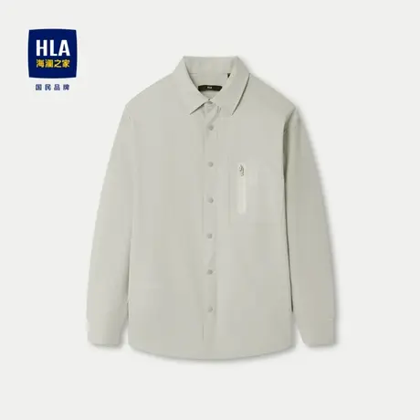 HLA/海澜之家外套款长袖休闲衬衫2024春夏新款宽松弹力防晒衬衫男图片