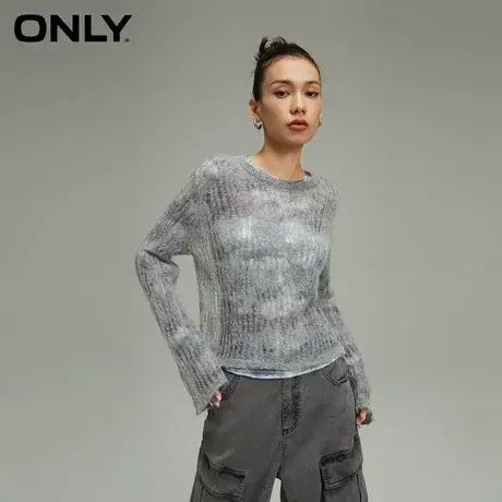ONLY奥莱春季新款气质百搭镂空圆领印花套装针织衫女商品大图