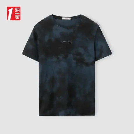 海一家时尚短T2024年夏季新款仿扎染经典圆领男士短袖T恤商品大图