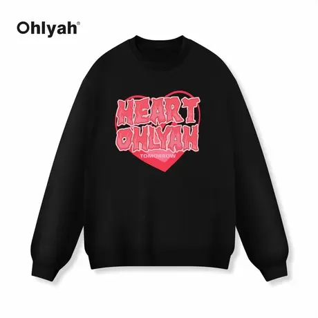 Ohlyah潮牌爱心火焰字母纯棉圆领青少年宽松韩版卫衣男女班服定制商品大图