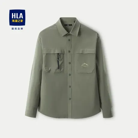 HLA/海澜之家外套款长袖休闲衬衫24春夏新防紫外线宽松时尚长衬男商品大图