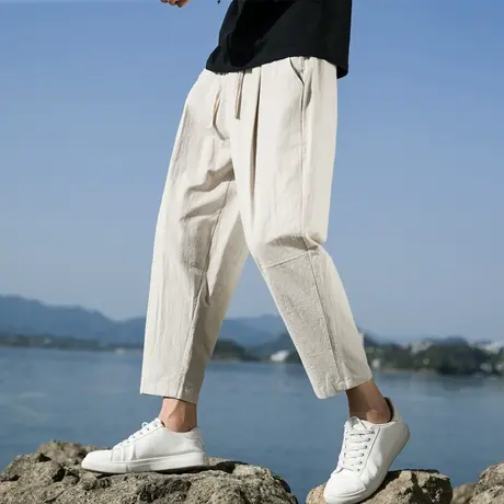 春夏直筒裤男士休闲裤潮流阔腿裤子日系潮牌哈伦工装裤宽松长裤商品大图