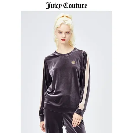 Juicy Couture橘滋天鹅绒卫衣女美式春季新款撞色天鹅绒长袖卫衣图片