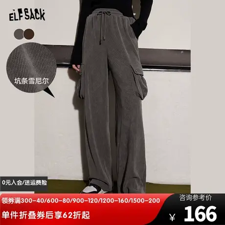 妖精的口袋工装直筒休闲裤女2023冬季新款美式复古宽松运动长裤图片