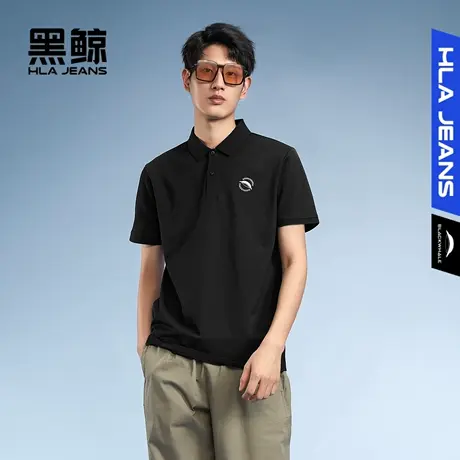 黑鲸HLAJEANS海澜之家旗下潮牌清爽简约短袖polo衫男翻领套头衫商品大图