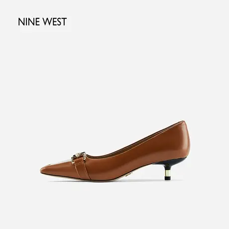 Nine West/玖熙低跟法式单鞋女2023秋新款复古99衔扣拼色职场女鞋商品大图