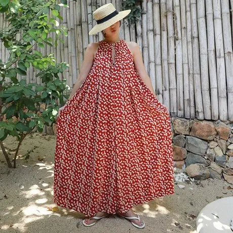 无袖背心连体裤2018夏装新款阔腿碎花连体衣长款显瘦百搭复古裤裙商品大图