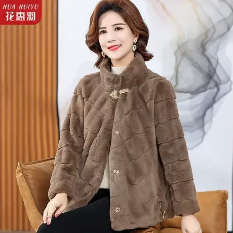中年妈妈冬装外套水貂绒上衣中老年女秋冬装2022新款洋气时尚棉衣商品大图
