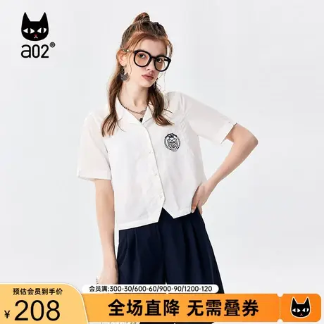 【香草】a02学院风衬衫女2023夏季新品通勤可爱减龄娃娃领衬衣女商品大图