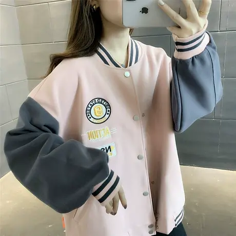 春季棒球服卫衣外套女春秋款设计感小众潮牌休闲运动开衫女小个子商品大图