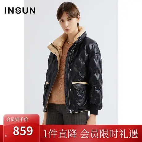恩裳2022冬时尚撞色蝙蝠型休闲百搭保暖白鹅绒羽绒服商品大图