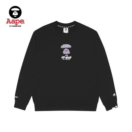 Aape旗舰店男装秋冬猿颜图案字母印花宽松薄绒圆领卫衣3978XXJ商品大图