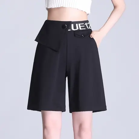 工装短裤女夏季加大码宽松高腰阔腿裤2023新款小个子五分休闲裤薄商品大图