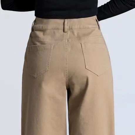 卡其色裤子女2023年新款春秋女裤休闲裤宽松直筒长裤高腰阔腿裤子商品大图