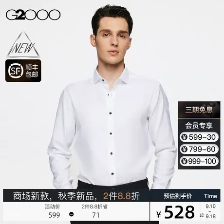 【免烫】G2000男装FW23商场新款秋冬防皱舒适弹性一字领长袖衬衫商品大图