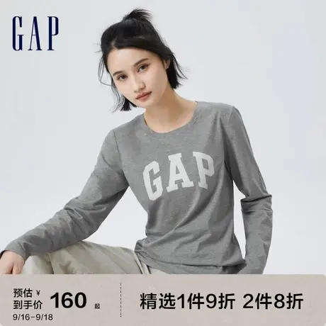 Gap女装秋季2023新款LOGO轻薄纯棉长袖T恤755802运动休闲上衣图片