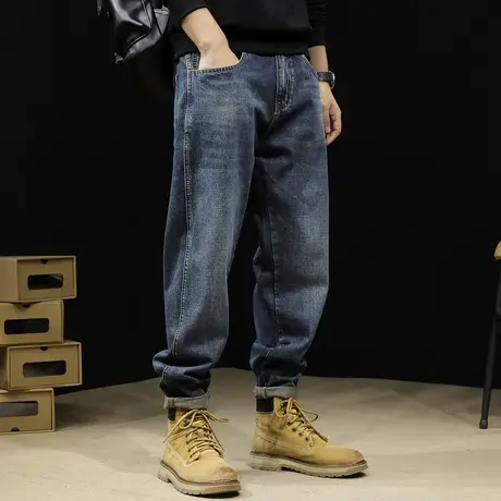 牛仔裤男秋冬直筒宽松大码男士锥形男裤2023新款男款潮牌裤子秋季商品大图