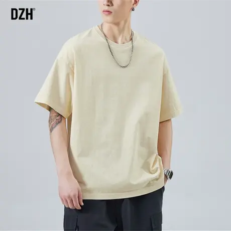 男士极简风t恤男短袖衣服男生夏季多彩纯棉体恤2023新款纯色内搭商品大图