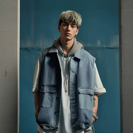 大码牛仔马甲男款春秋宽松休闲背心夏季坎肩加肥加大外套潮胖上衣商品大图