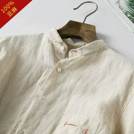 亚麻衬衫男长袖春季个性春装新款宽松男装休闲上衣白衬衣男士潮流商品大图