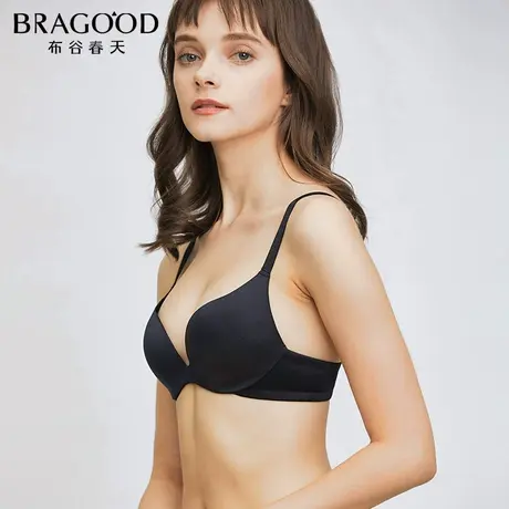 布谷内衣女无钢圈光面夏季无痕上薄下厚小胸显大聚拢上托白色文胸商品大图