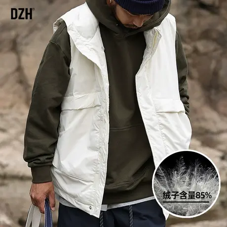男士白色工装羽绒马甲男冬季2024新款外穿三防坎肩外套保暖羽绒服图片