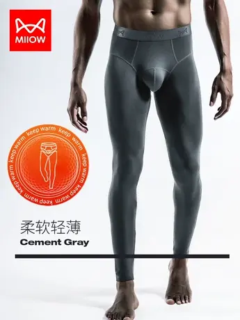 猫人秋裤男士冬季打底裤线裤太空舱免穿内裤二合一保暖裤修身紧身图片